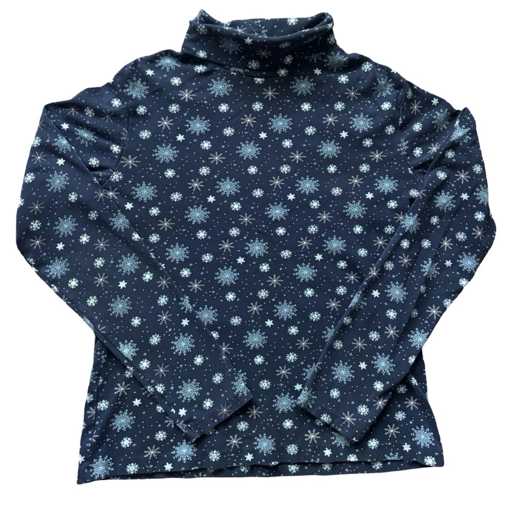Vintage North Crest – Navy Snowflake Turtleneck – M (10–12)